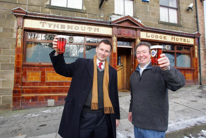 Jeremy Hunt in front of Lodge Jeremy Hunt in front of Lodge